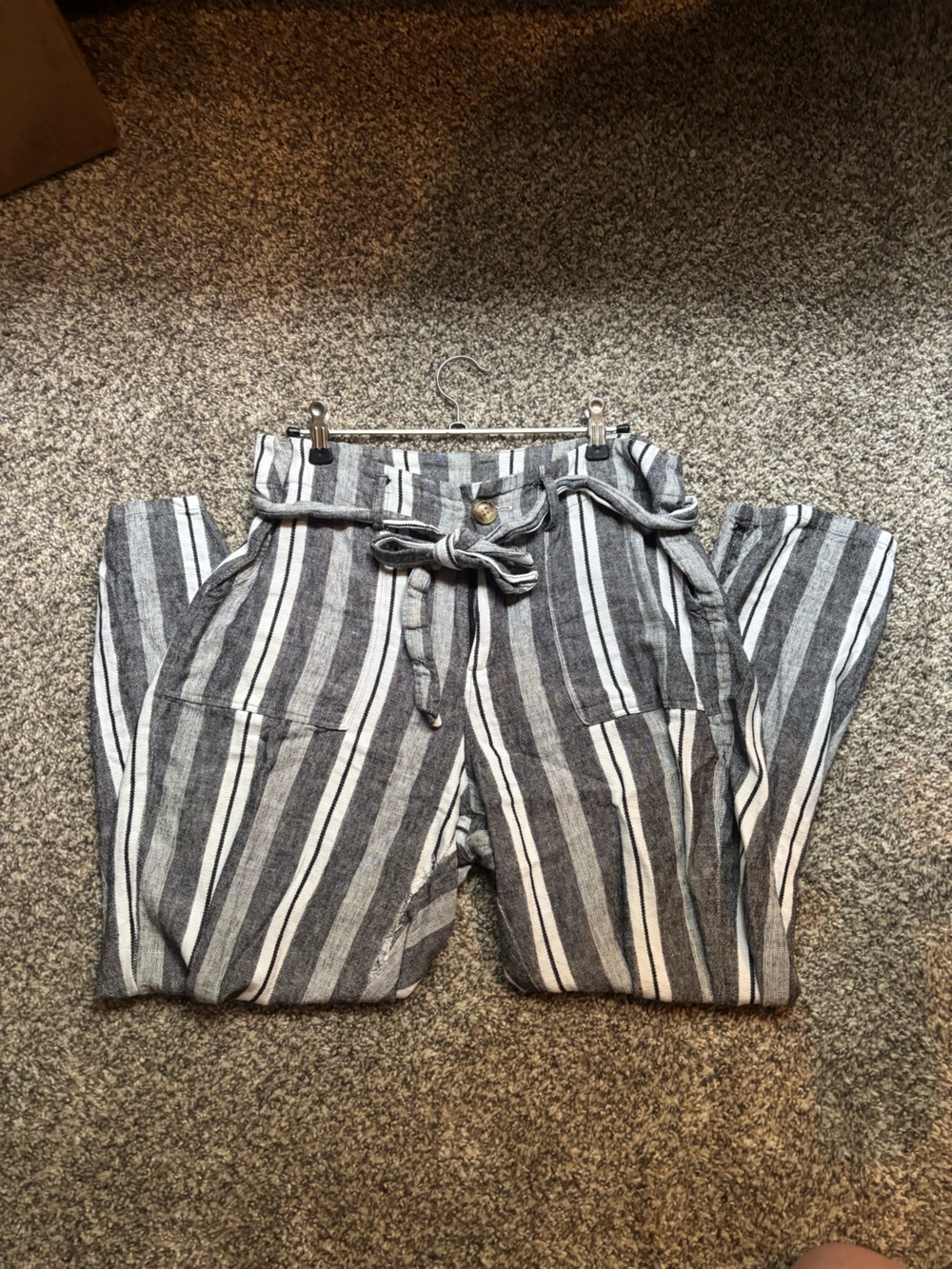 Black and White Striped Trousers